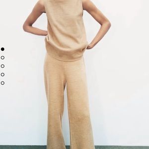 Comfiest set from zara! Cute turtle neck tank and matching trousers in green